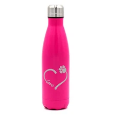 17 oz. Insulated Stainless Steel Water Bottle Love Heart Paw Animals