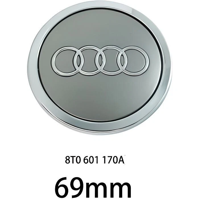Lot de 4 Centres de roue cache moyeu Gris 69mm AUDI A3 A4 A5 A6 TT - Photo 3/4