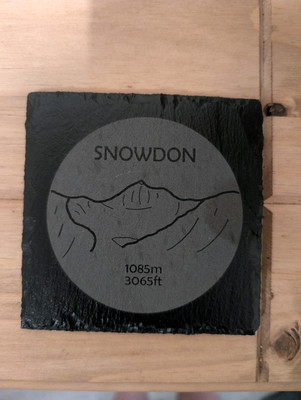 Selbstgemachte Mount Snowdon Lasergravur Schiefer Untersetzer. Gifter For Ihn / Ihn