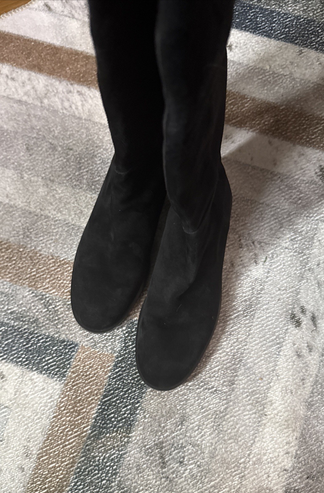 Stuart Weitzman 5050 Black Suede Over The Knee Tall Boots Women 7 Back Stretch