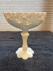 Vintage Fenton white milk glass Cabbage Rose compote candy dish