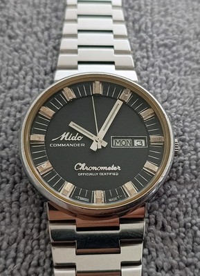 RARE VINTAGE MIDO COMMANDER 8679 BLACK DIAL CHRONOMETER AUTOMATIC SWISS WATCH