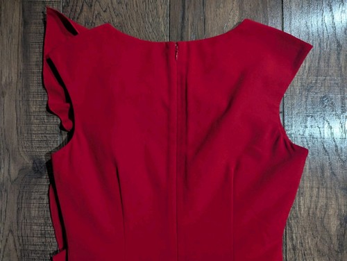 Calvin Klein Women's Classic Bright Red Ruffle Mini Dress Size 6 NWOT Dry Clean - Picture 13 of 14