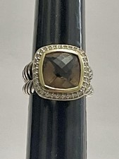 DAVID YURMAN 18K GOLD / STERLING SILVER DIAMOND SMOKY TOPAZ ALBION RING SIZE 6