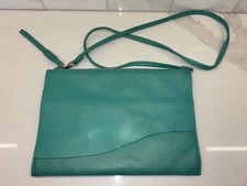 ILI New York Genuine Leather Turquoise Clutch Crossbody Bag Purse