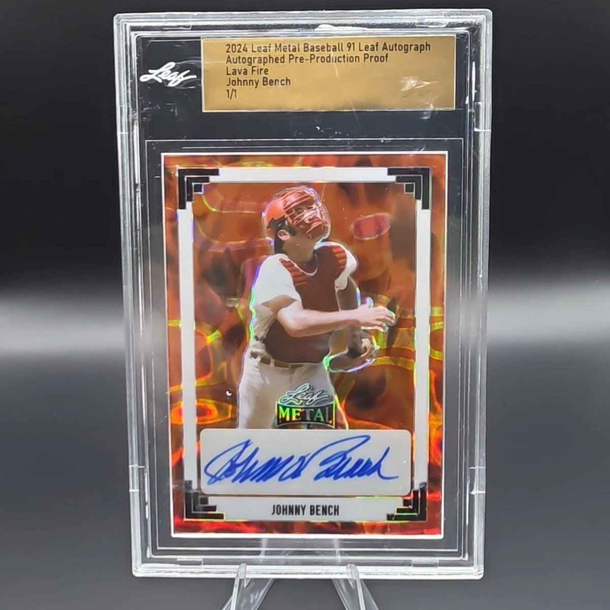 Leaf Johnny Bench Autographed Baseball Sports Trading Cards