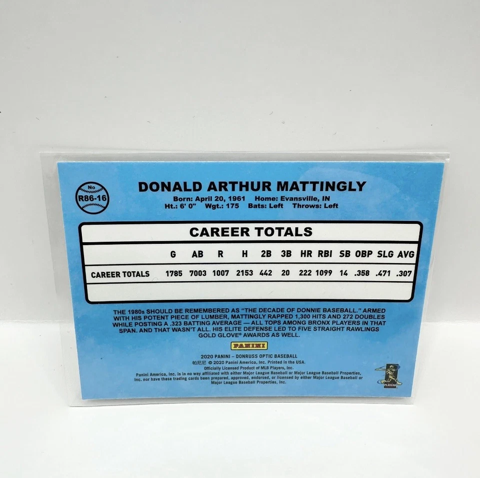 2020 Donruss Optic Retro 1986 #R86-16 Don Mattingly New York Yankees - Image 2 of 2
