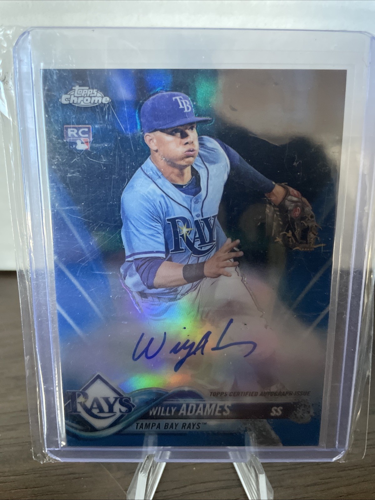 2018 Topps Chrome - Rookie Autographs Willy Adames #RA-WA Blue Refractor /150 RC
