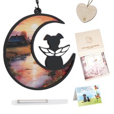 DIY Angel Dog Memorial Suncatcher with Sympathy Card, Engraved Pet Memorial O...