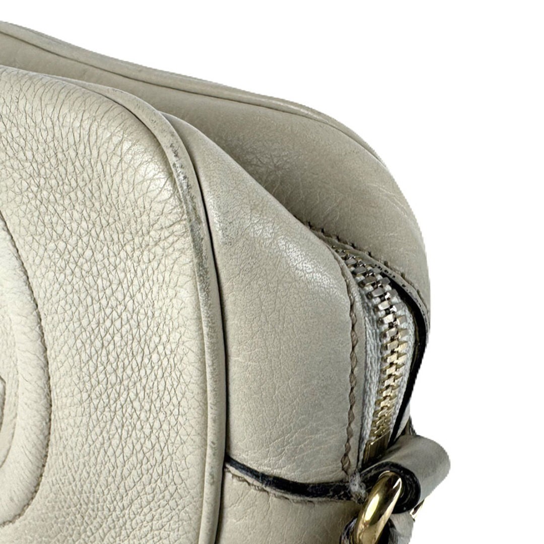 GUCCI Ivory Leather Crossbody Bag Gold Hardware Used 16x19cm Fashion Valid thumbnail 7