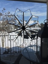 Vintage 12  Clear Stained Beveled Glass Star Snowflake Sun-catcher Hanging