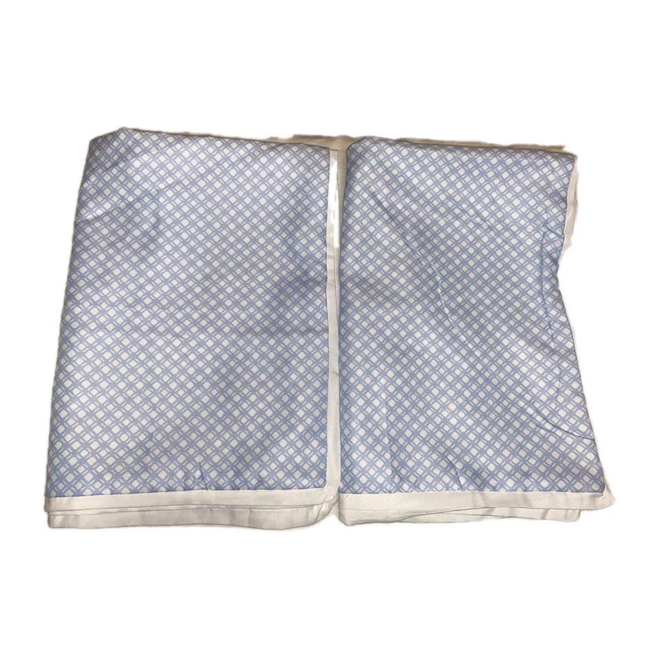 2 fundas de almohada Martha Stewart Euro azul blanco cuadrados 25" x 25" aspecto seda Foto 3 de 4