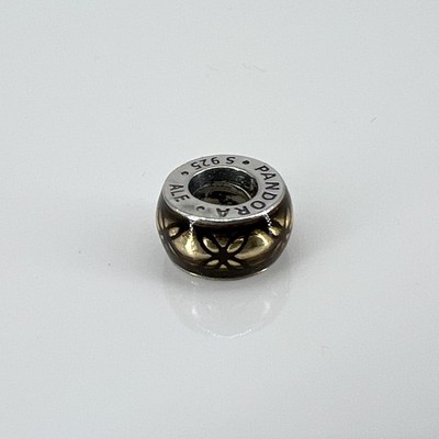 Pandora Charm Blumenmuster vergoldet Vintage 925 Tausendstel Silber (22 ct) 2,69g