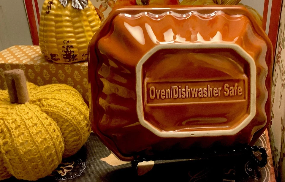 Коричневая глазурь/керамика ~ пищевая форма ~ желе/торт ~ дизайн индейки ~ 8,25 дюйма L X 7 дюймов W X 3 дюйма глубина ~ - Изображение 3 из 4