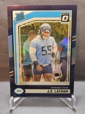 J.C. Latham Rated Rookie #/50 Purple Prizm SSP - 2024 Panini Donruss Optic #340