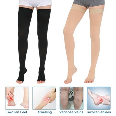 Thigh High Compression Stockings 20-30mmHg Medical Sock Varicose Vein Open Toe