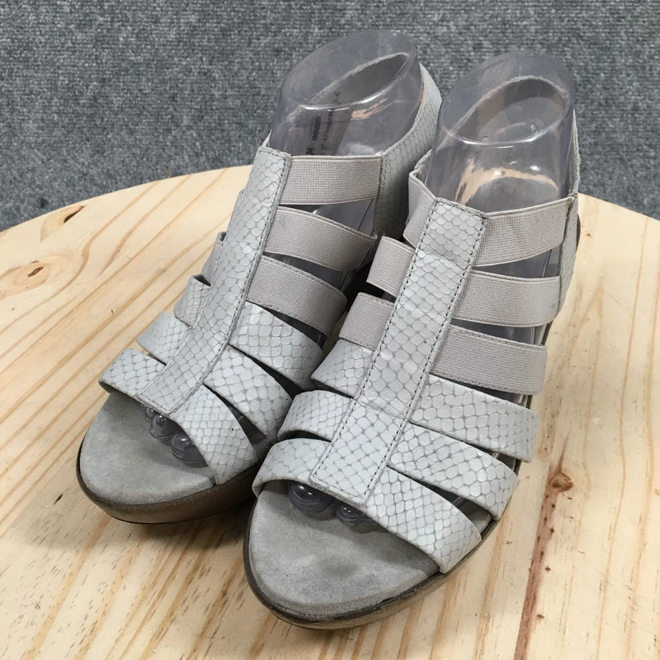 Munro American Sandals Womens 8.5 M Cookie Slingback Gray Peep Toe Block Heels - Image 3 of 4