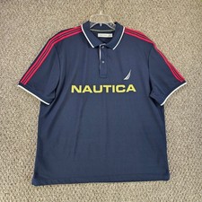 Nautica Polo Mens Sz XL Short Sleeve Collar Graphic Logo