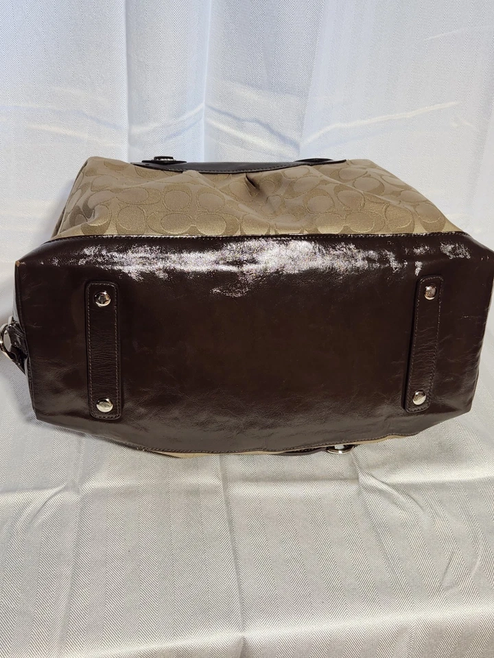 Coach Ashley Shoulder Bag brown Leather beige signature satchel purse - Image 4 of 4