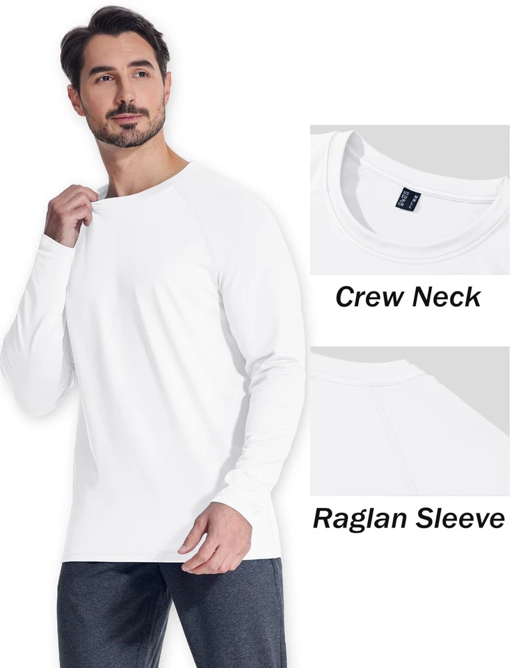 White Long Sleeve Shirt Men Thermal Base Layer Shirts Fleece Lined Shirts Wor... - Image 4 of 4