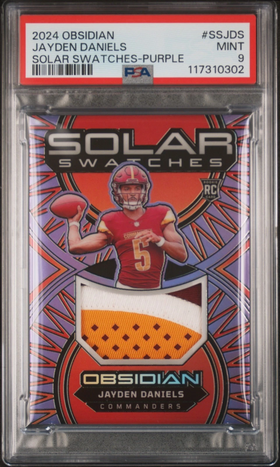 Jayden Daniels Panini Obsidian Solar Swatches #SSJDS Purple