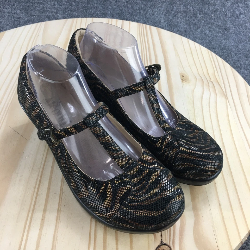 Zapatos de salón Alegria para mujer 40 estampado animal coco correa en T Mary Jane COC-434 marrón Foto 3 de 4