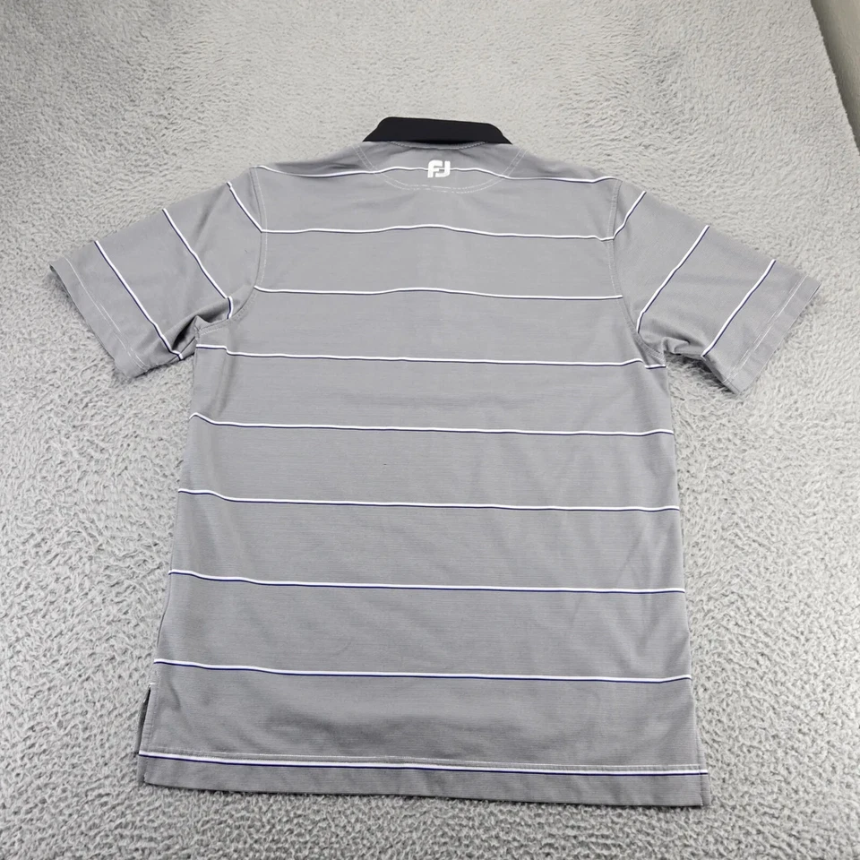 Camisa polo de golf FJ Footjoy para hombre mediana negra a rayas manga corta al aire libre Foto 3 de 4