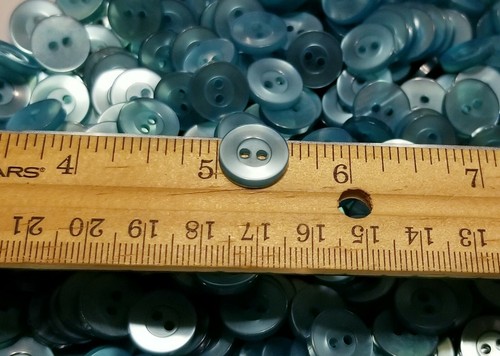 Turquoise Blue Shirt Buttons, size 14mm, round, flat back, 2 hole - Picture 5 of 6