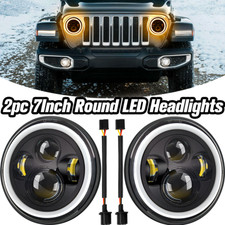 Pair 7" LED HEADLIGHTS E MARKED RHD FOR LAND ROVER DEFENDER 90 110 200 300 Tdi