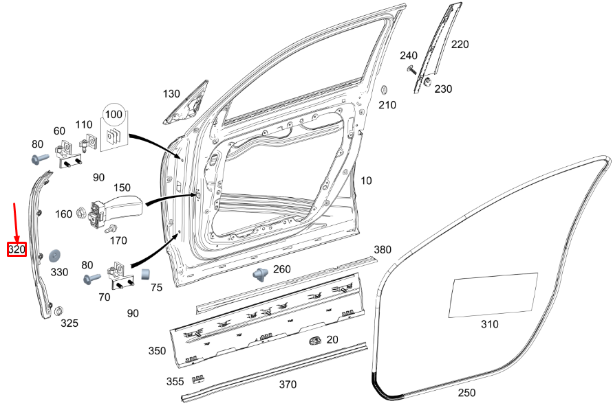 Bande de protection de porte avant gauche MERCEDES-BENZ GLB X247 A2477209703