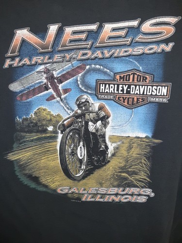 Harley-Davidson T-Shirt XL Vtg Nees Galesburg IL Black Grunge Sleeveless Sleezy - Foto 6 di 9