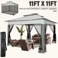 Pop Up Gazebo 11x11ft One-Push Tent Outdoor Garden Lawn Canopy Carpas Para Patio