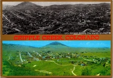 Cripple Creek Colorado Aerial Bi View c1900 c2000 Mountain Valley Postcard