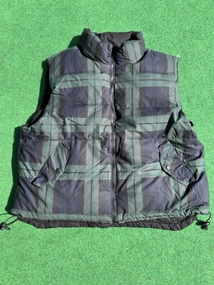 Outdoor Exchange Reversible Down Vest Tartan Plaid Black Mens US Size XLarge XL