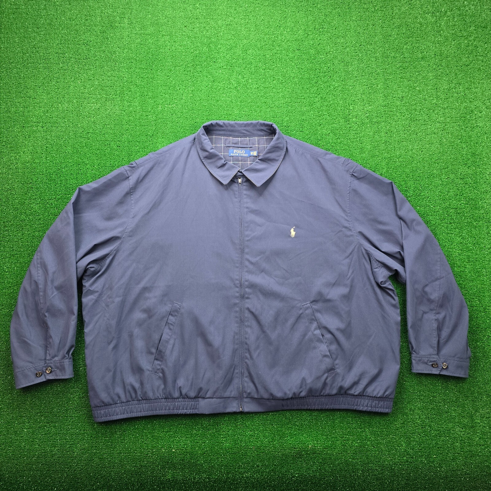 Polo Ralph Lauren giacca uomo 5XB blu navy Harrington full zip foderata pony