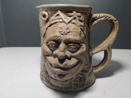 1970s Jim Rumph Pottery Face Tankard Mug With Troll Inside And Medusa Design