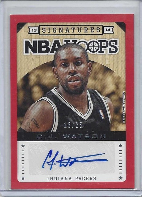 C.J. WATSON 2013-14 NBA HOOPS SIGNATURES RED AUTO #D 15/25