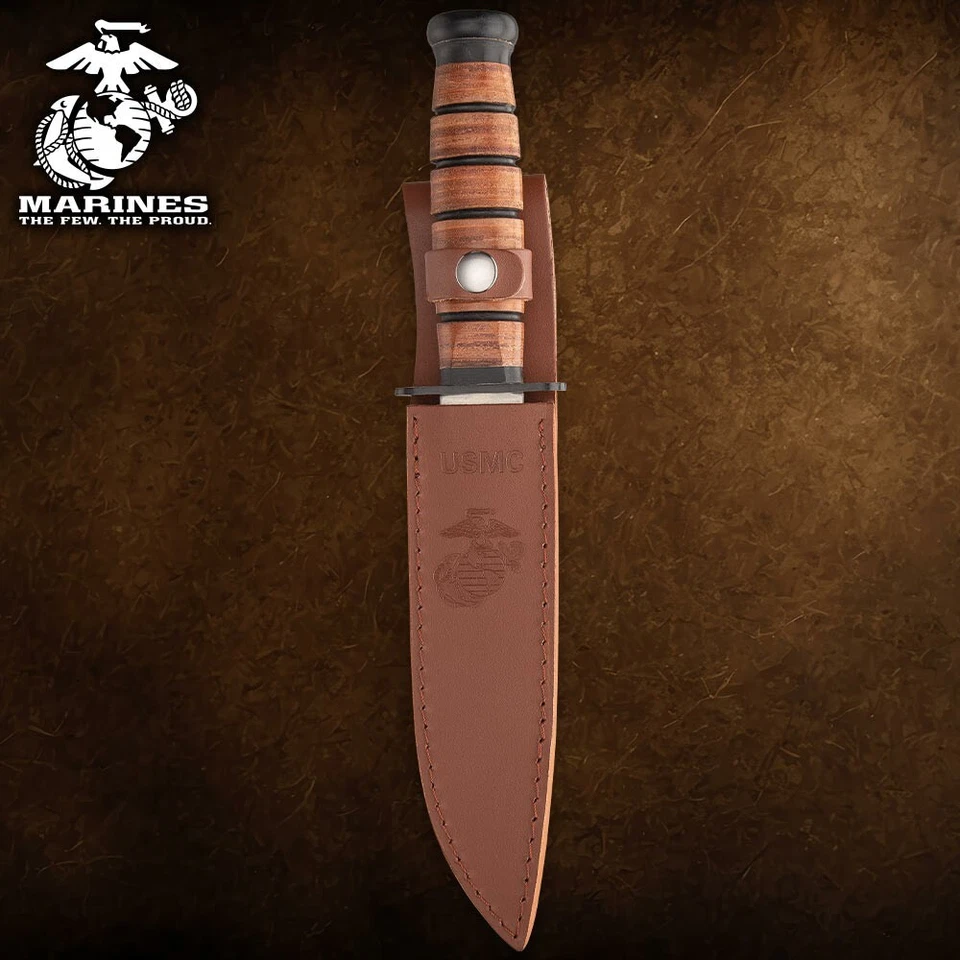 USMC Tribute Combat Knife and Sheath, 6 3/4” Stainless Steel Blade, Laser-Etched - Image 3 of 4