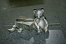 Heavy Metal Picture Holder Features Teddy Bear Blocks Pewter Baby Room D cor