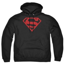 Superman "Red On Black Shield" Pullover Hoodie, Sweatshirt or Long Sleeve Tee