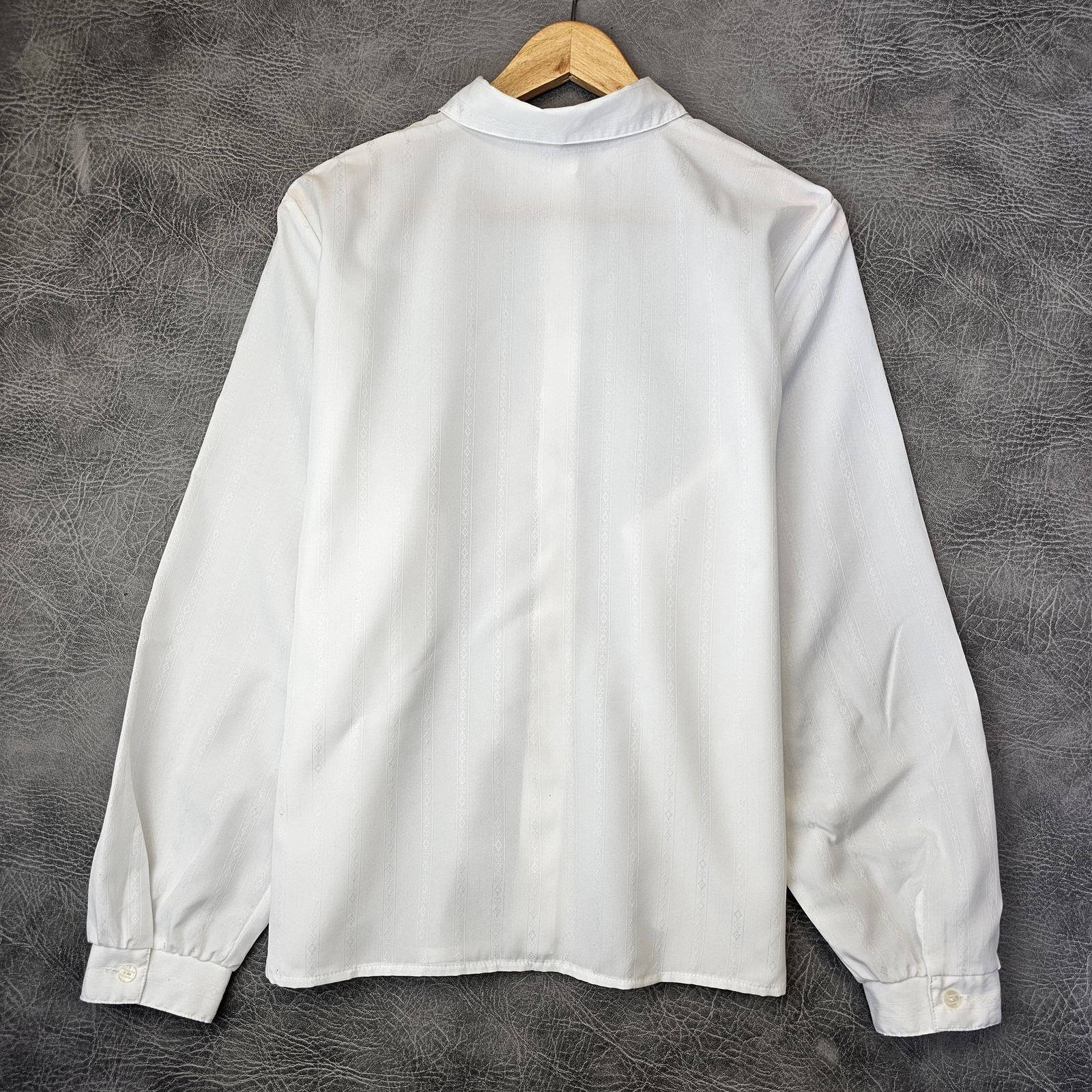 80s Vintage Blouse Bell sleeves Long Sleeve semi sheer Secretary striped top - Bild 3 von 6