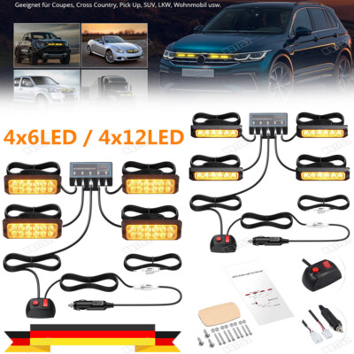 4x Frontblitzer LED Blitzlicht Warnleuchte Strobe Licht Gelb 12V 24V KFZ PKW LKW