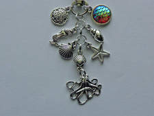OCTOPUS STARFISH MERMAID SEA SHELLS KEY CHAIN PURSE CLIP BAG CHARM FOB ZIPPER
