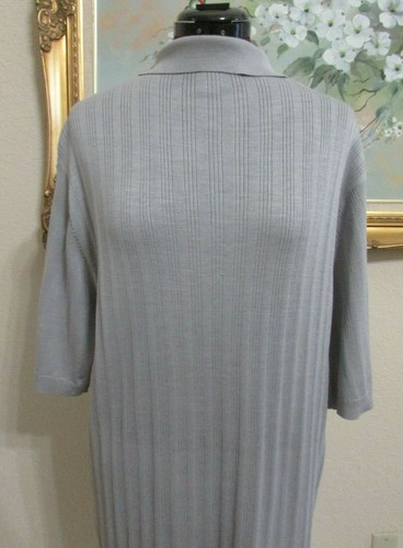 NEW MEN'S PERRY ELLIS SZ L GREY TUSSAN SILK/COTTON 2 BUTTON SHORT SLEEVE SWEATER - Picture 7 of 10