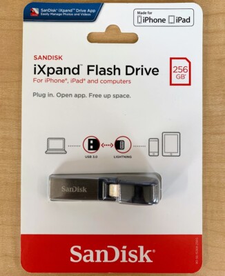 SanDisk 256gb iXpand USB 3.0 Flash Drive iPhone iPad SDIX30N-256G-AN6NE Flex Mac