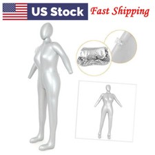 Woman Whole Body Inflatable Mannequin Model Dummy Torso Display PVC Silver USA