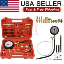 140 PSI Gasoline Fuel Injection Pump Pressure Gauge Tester Test Tool Kit w/ Case