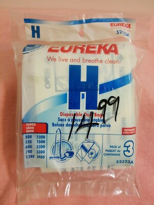 Eureka Type H Vacuum Disposable Dust Bags 3 Pack 52323A New Package
