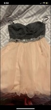 Deb Light Pink & Grey Sleeveless Homecoming Dress Size 7