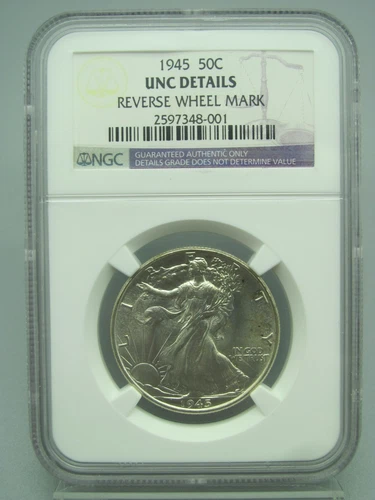 1945 50c Walking Liberty Half Dollar NGC UNC Details Reverse Wheel Mark